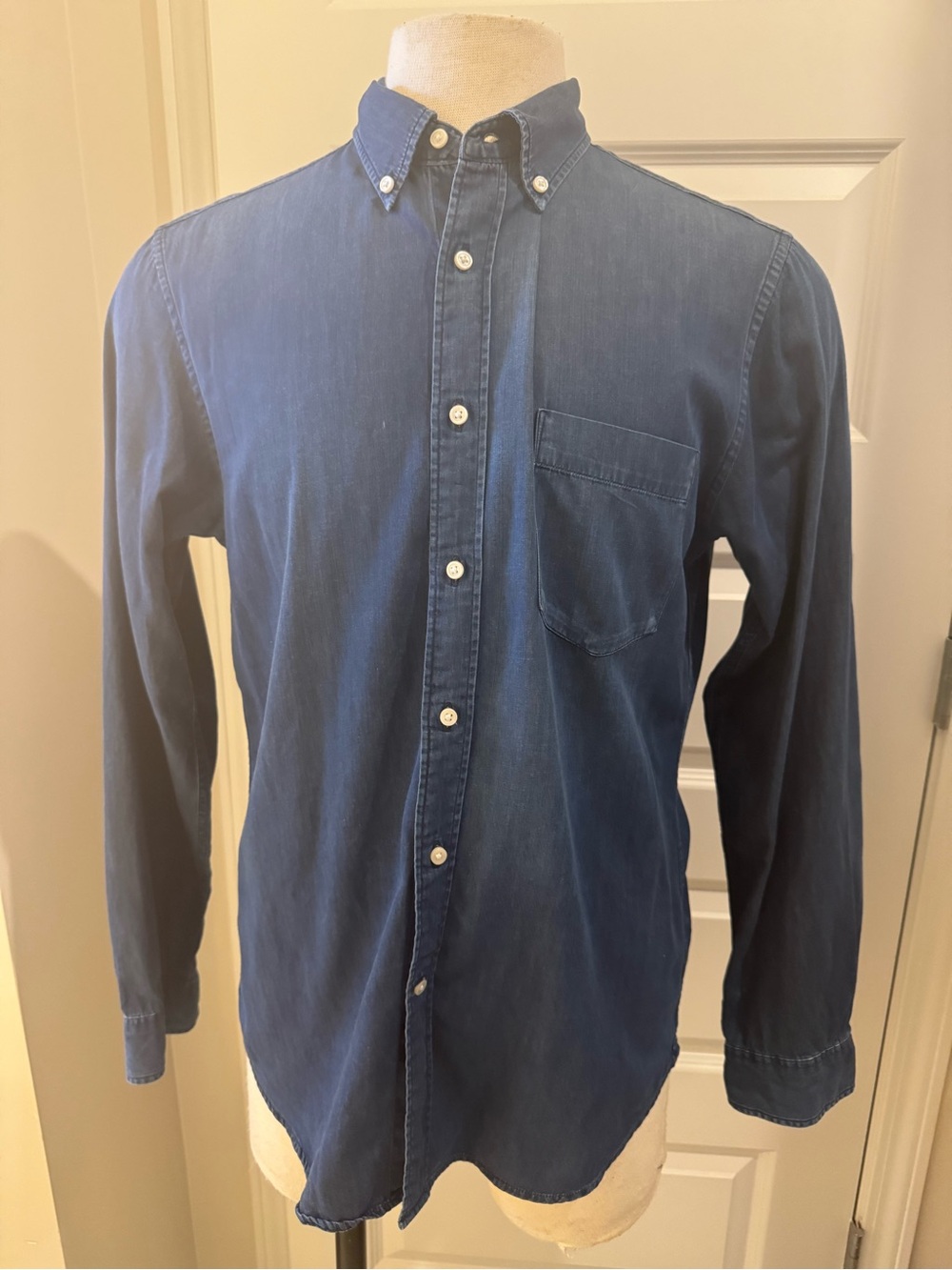 Uniqlo Men's Indigo Button-Down Shirt - Dark Blue